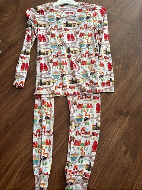 Kids Bamboo Long-Sleeve White Disney Cars Pajama Set